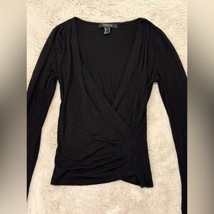 Forever 21 Black Long Sleeve Wrap Top